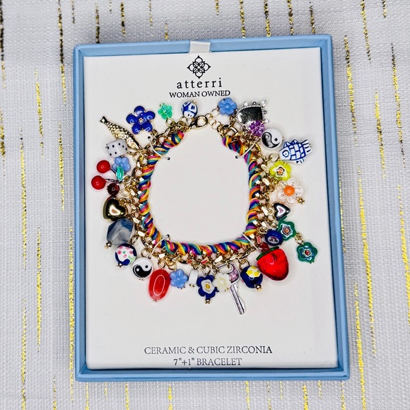 Atterri Woman-Owned Charm Bracelet | Ceramic & CZ | Viral Statement Jewelry - Picture 2 of 4